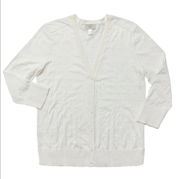 LOFT Cream Button Down Cardigan - Picture 1 of 6